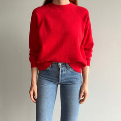 1980S Perfectly Red Blank Raglan Sweatshirt - !!!