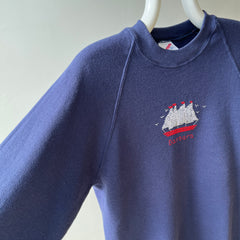 1980s Barbara Hand Stitched Sailboat Sweatshirt - Barb!