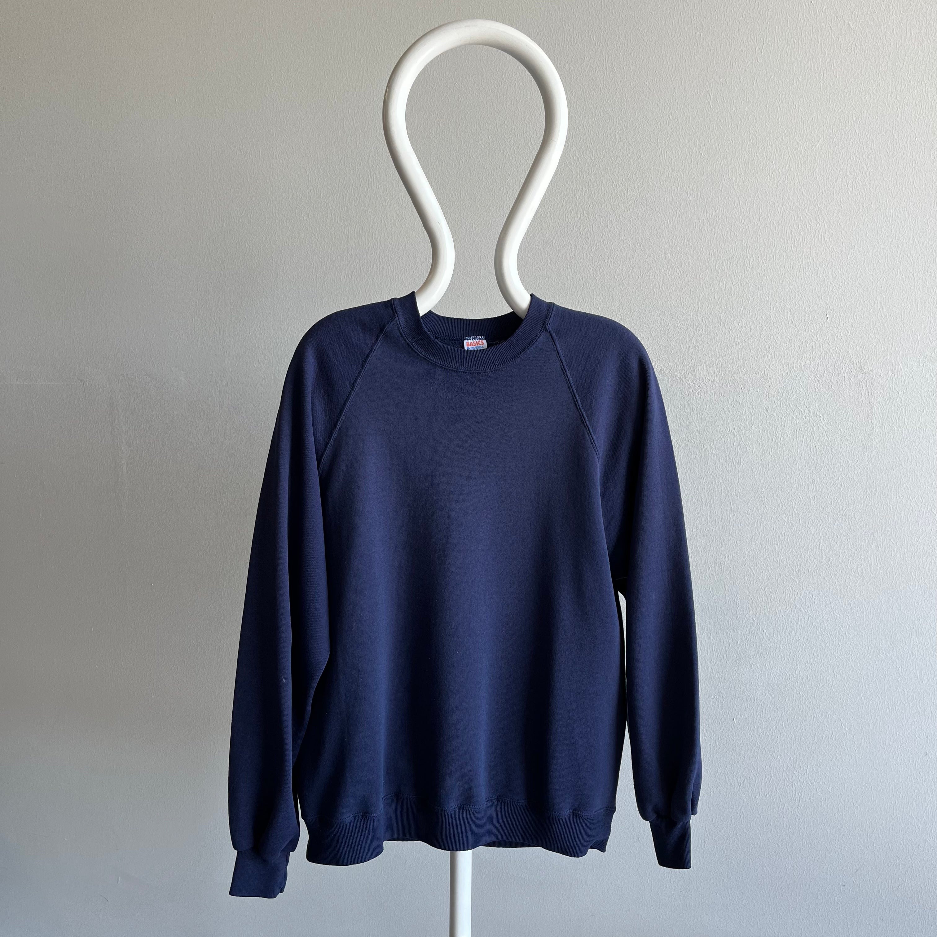 1980s Blank Navy Raglan by Russell