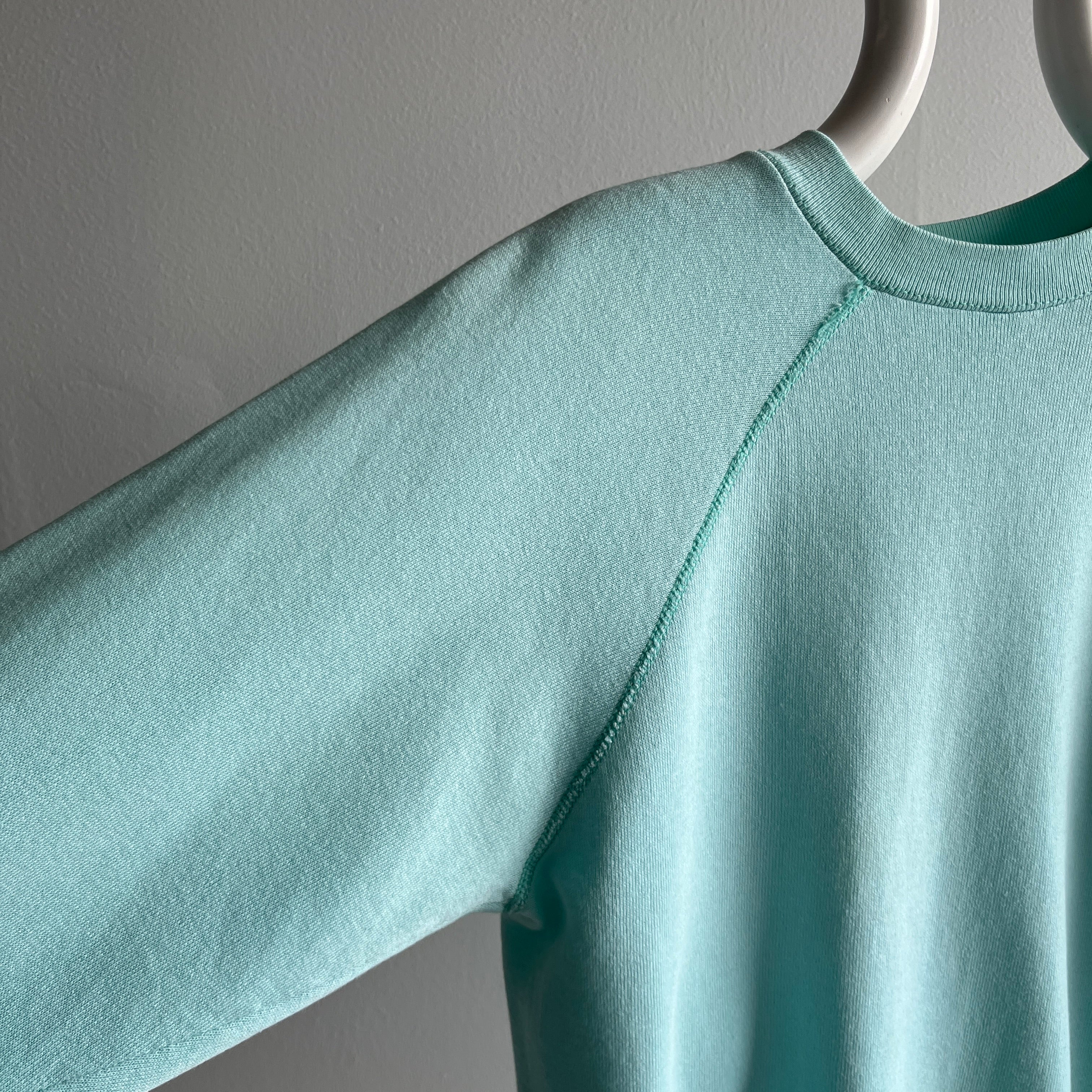 1980s Robin's Nest Blue Blank Raglan - Perfectly Worn