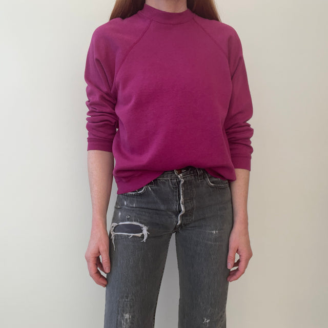 1980s Magenta Pink Blank Sweatshirt