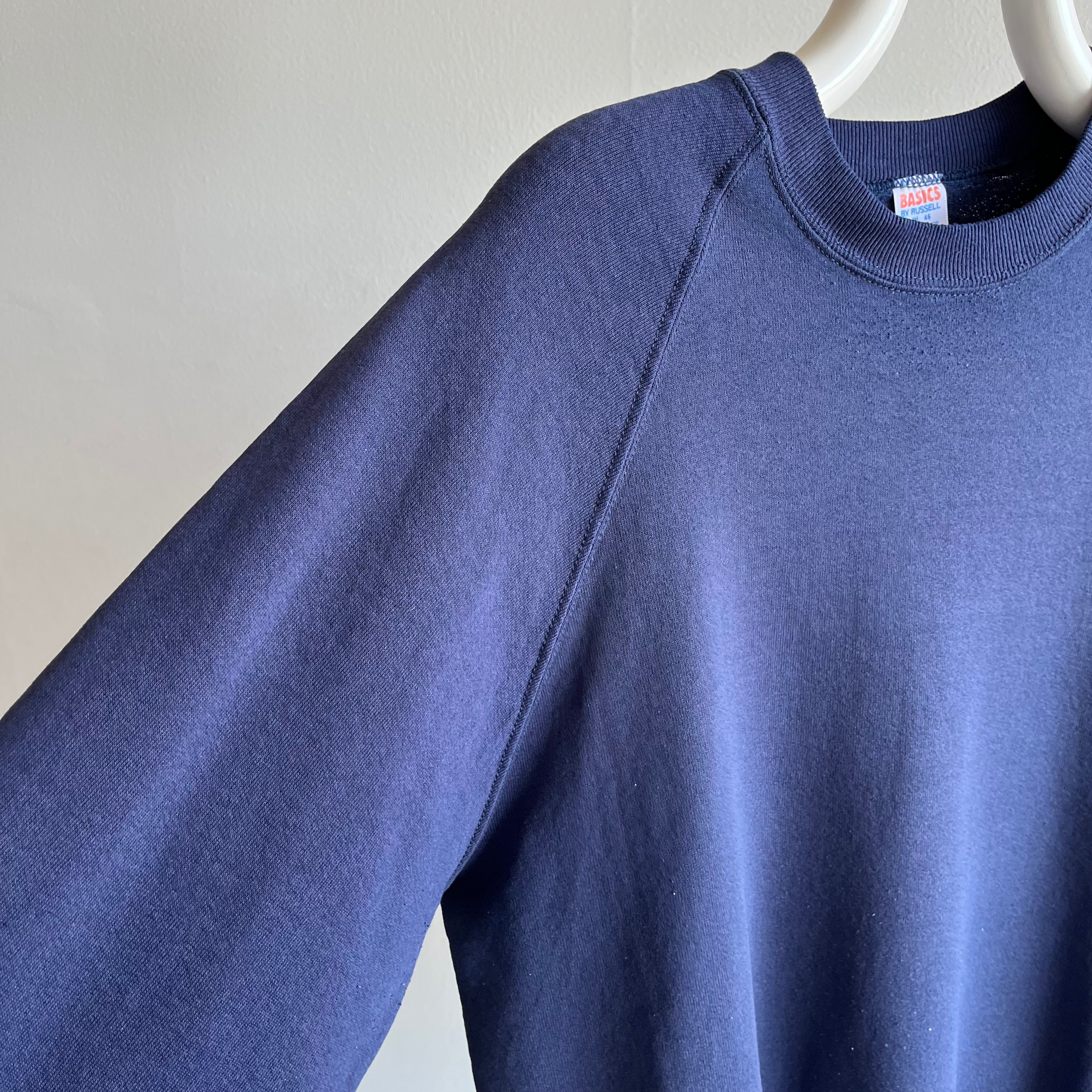 1980s Blank Navy Raglan by Russell