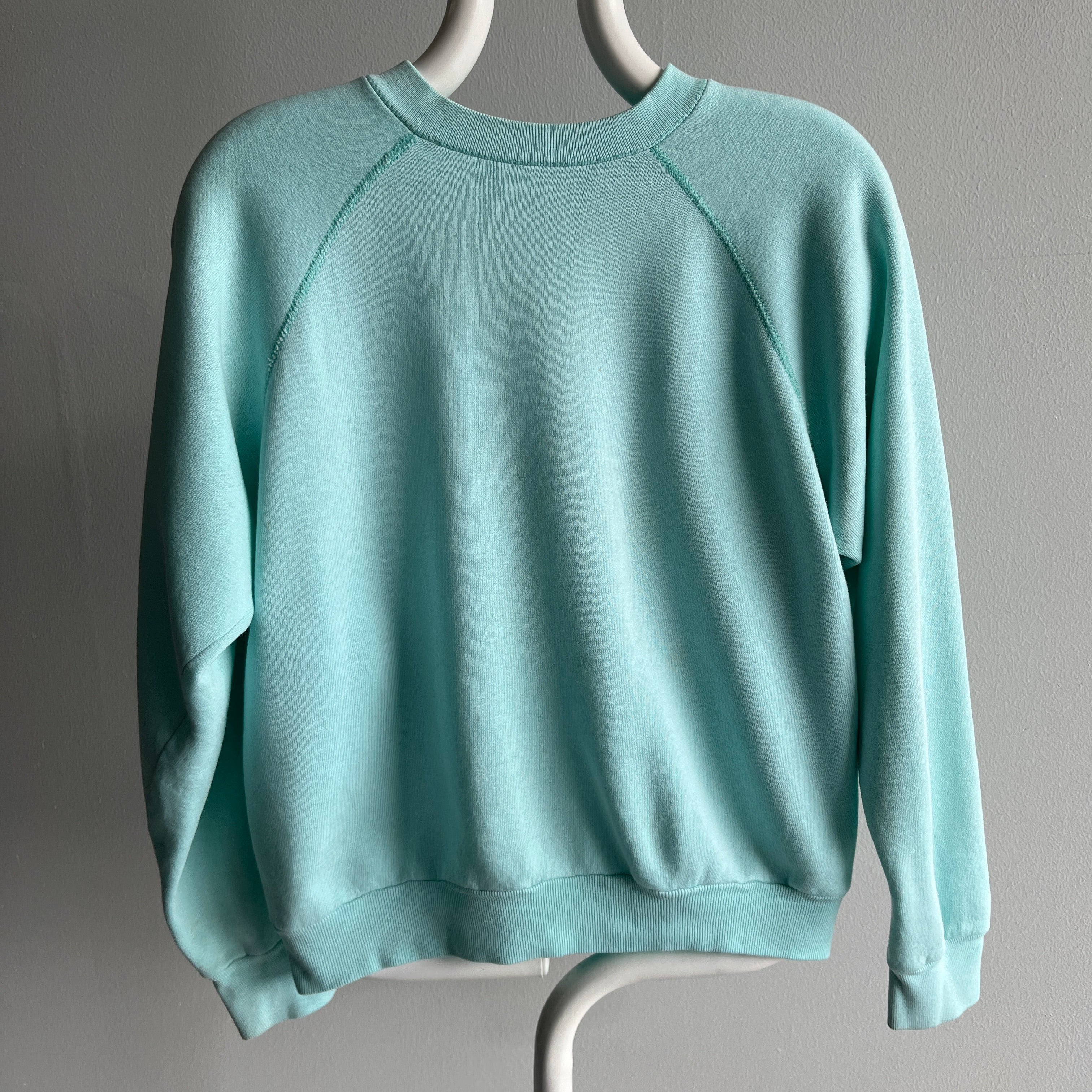 1980s Robin's Nest Blue Blank Raglan - Perfectly Worn