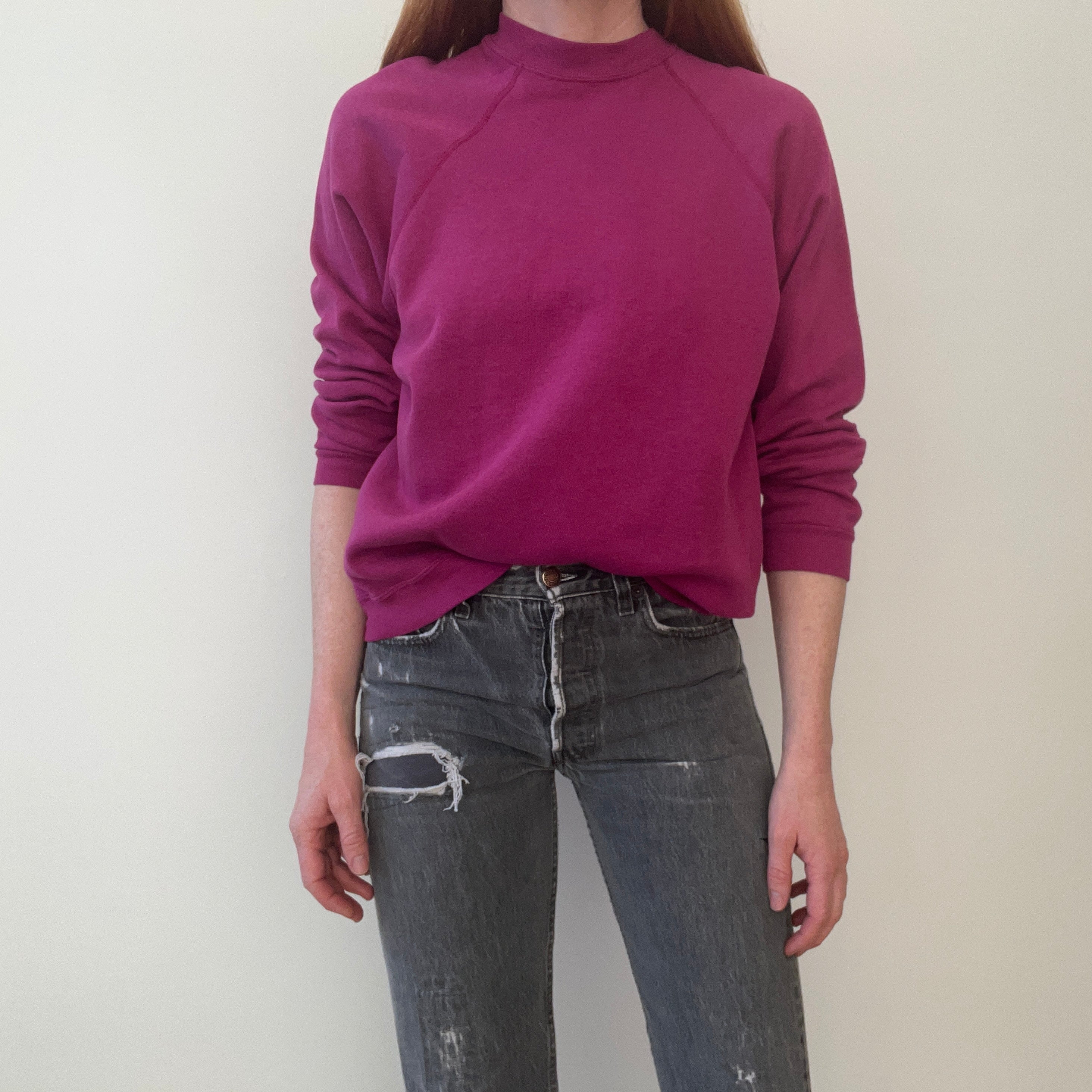 1980s Magenta Pink Blank Sweatshirt