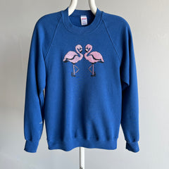 1980s DIY Flamingo Paint Stained Sweatshirt