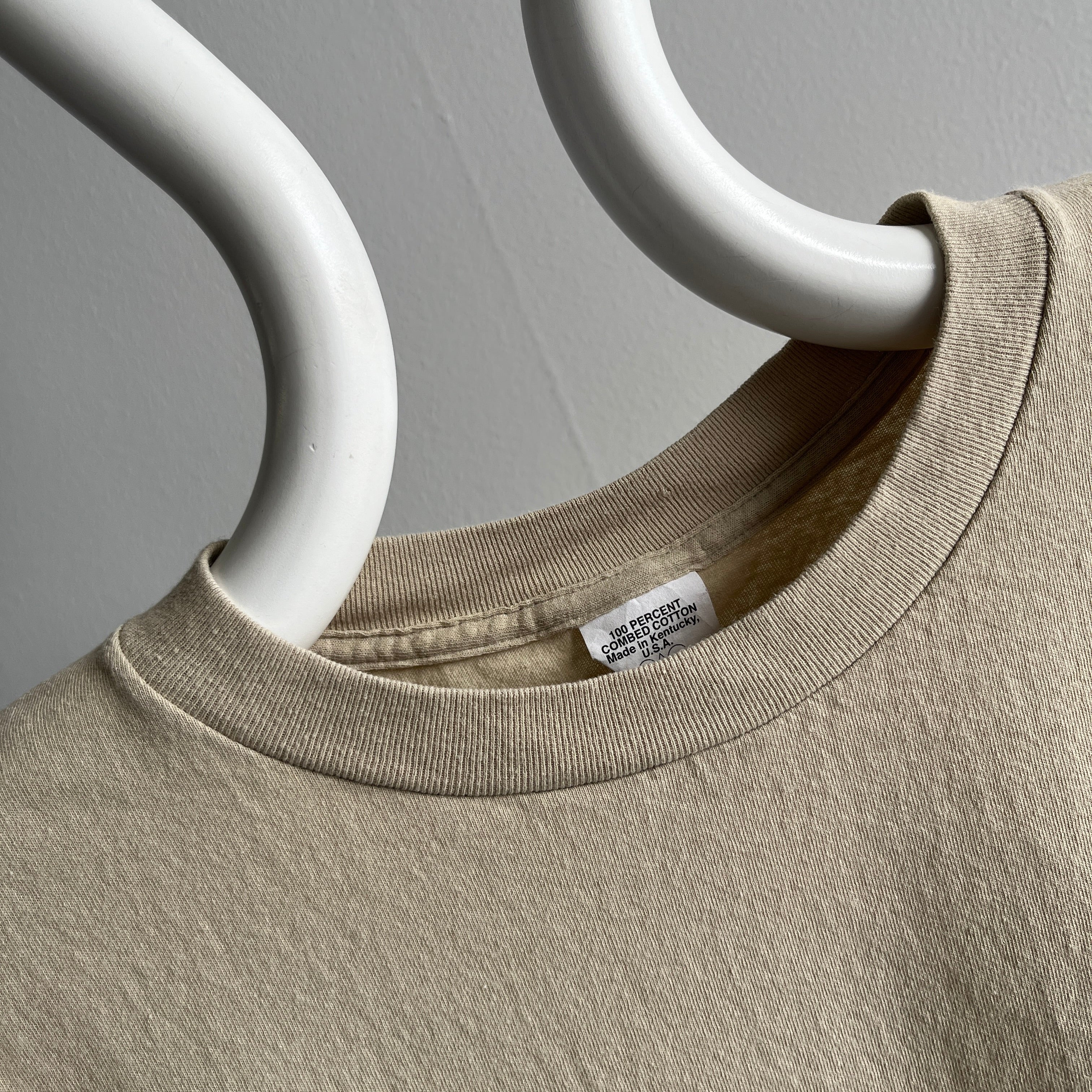 1980s Soft Combed Cotton Light Tan T-Shirt