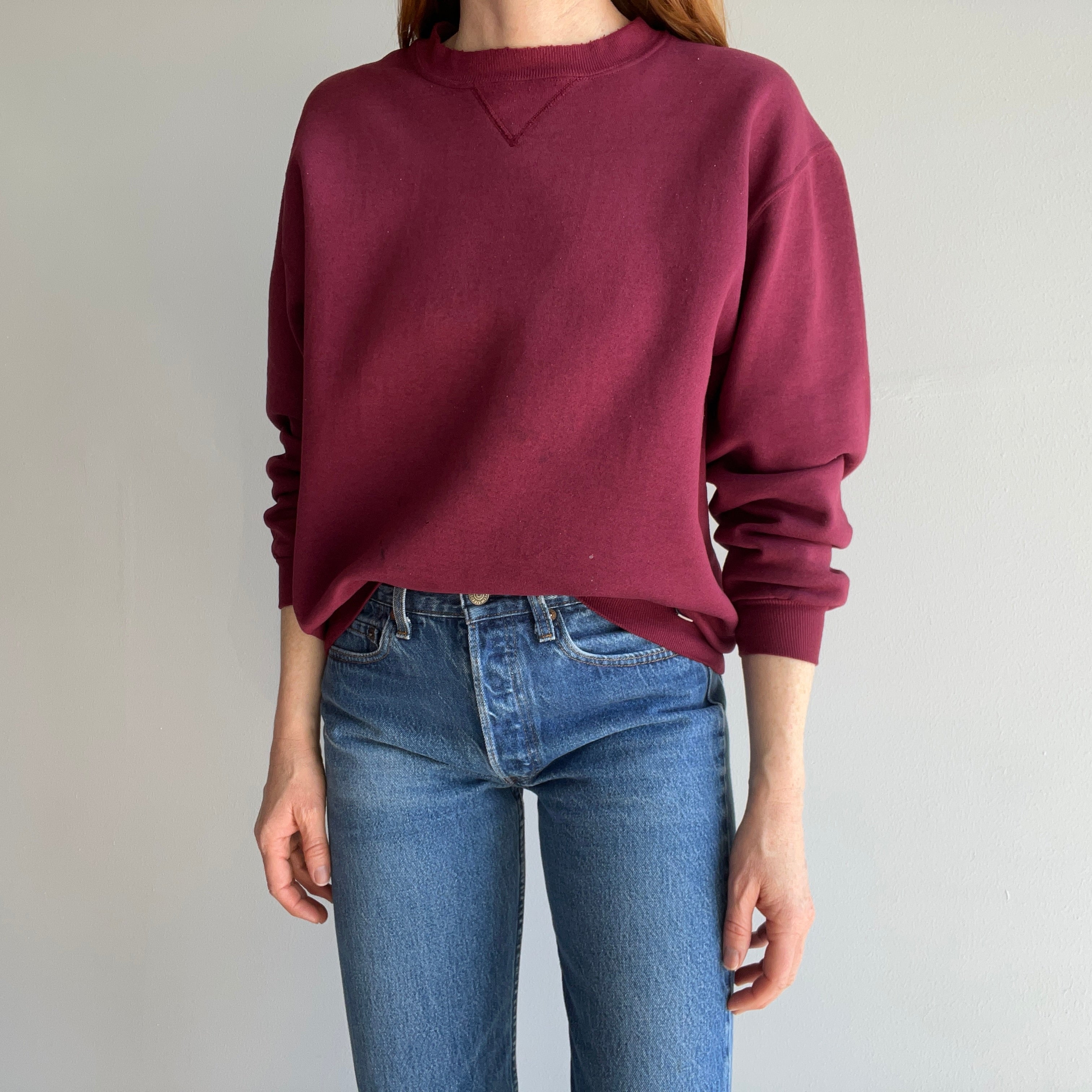 1990s Perfectly Stained Pinot Noir Colored Sweatshirt by Russell