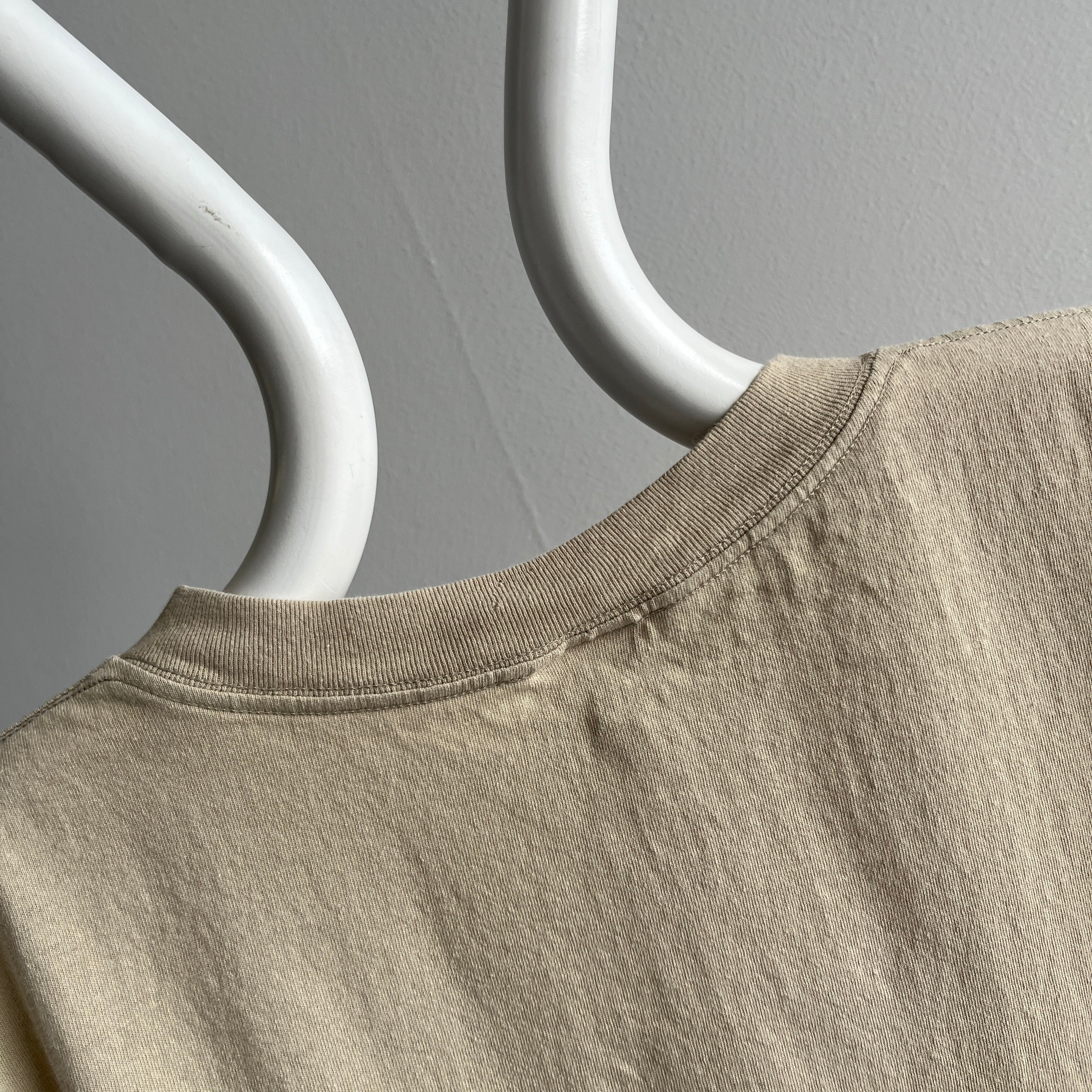 1980s Soft Combed Cotton Light Tan T-Shirt