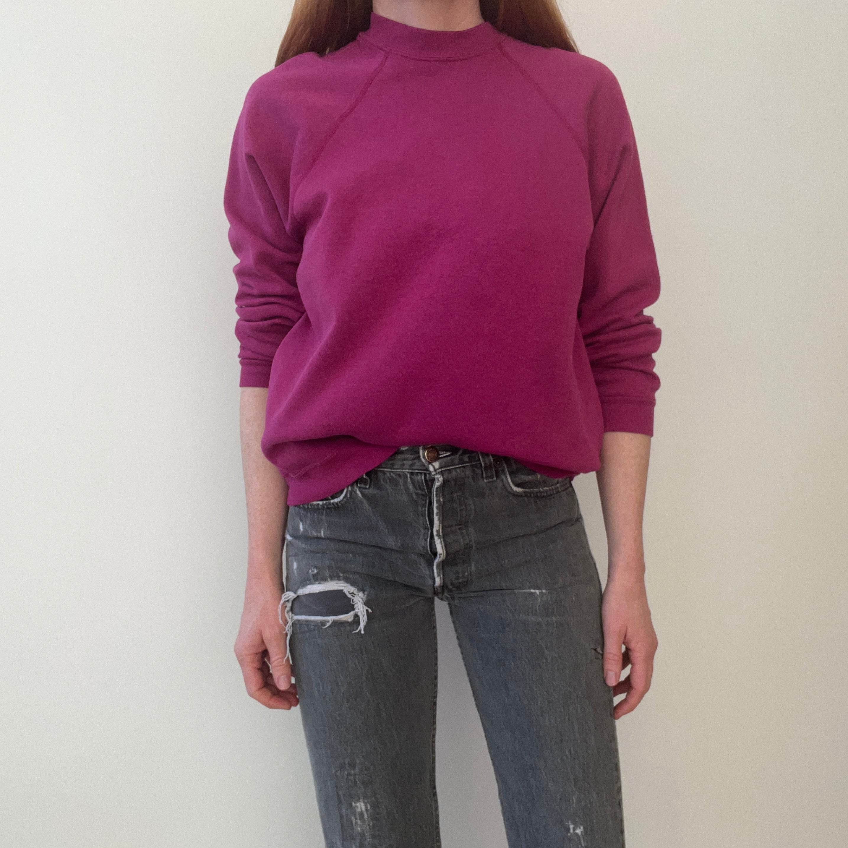 1980s Magenta Pink Blank Sweatshirt