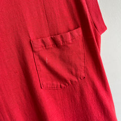 1970s Blank Red Pocket Muscle Tank