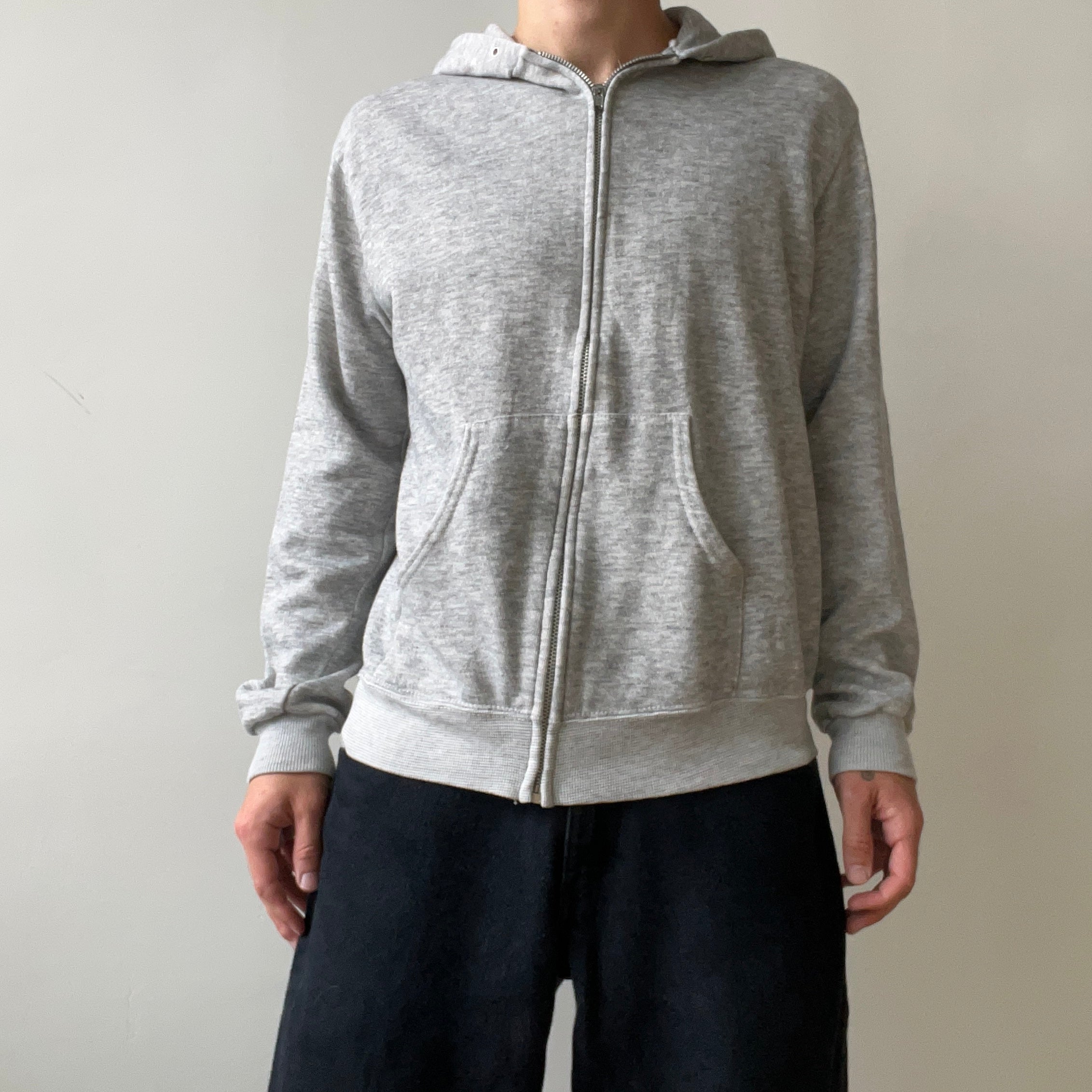 1980s DIY Kingdom Hearts Sharpied Grey Zip Up Hoodie - The Backside