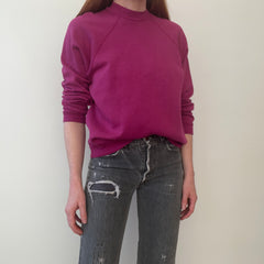 1980s Magenta Pink Blank Sweatshirt