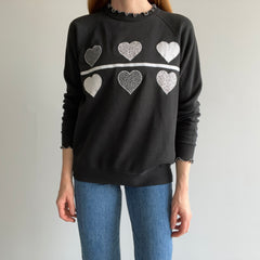 1980s DIY Librarian Chic Heart Sweatshirt