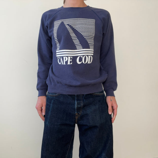 1980s/90s Navy Blue Cape Cod Raglan Sweatshirt - Beat Up
