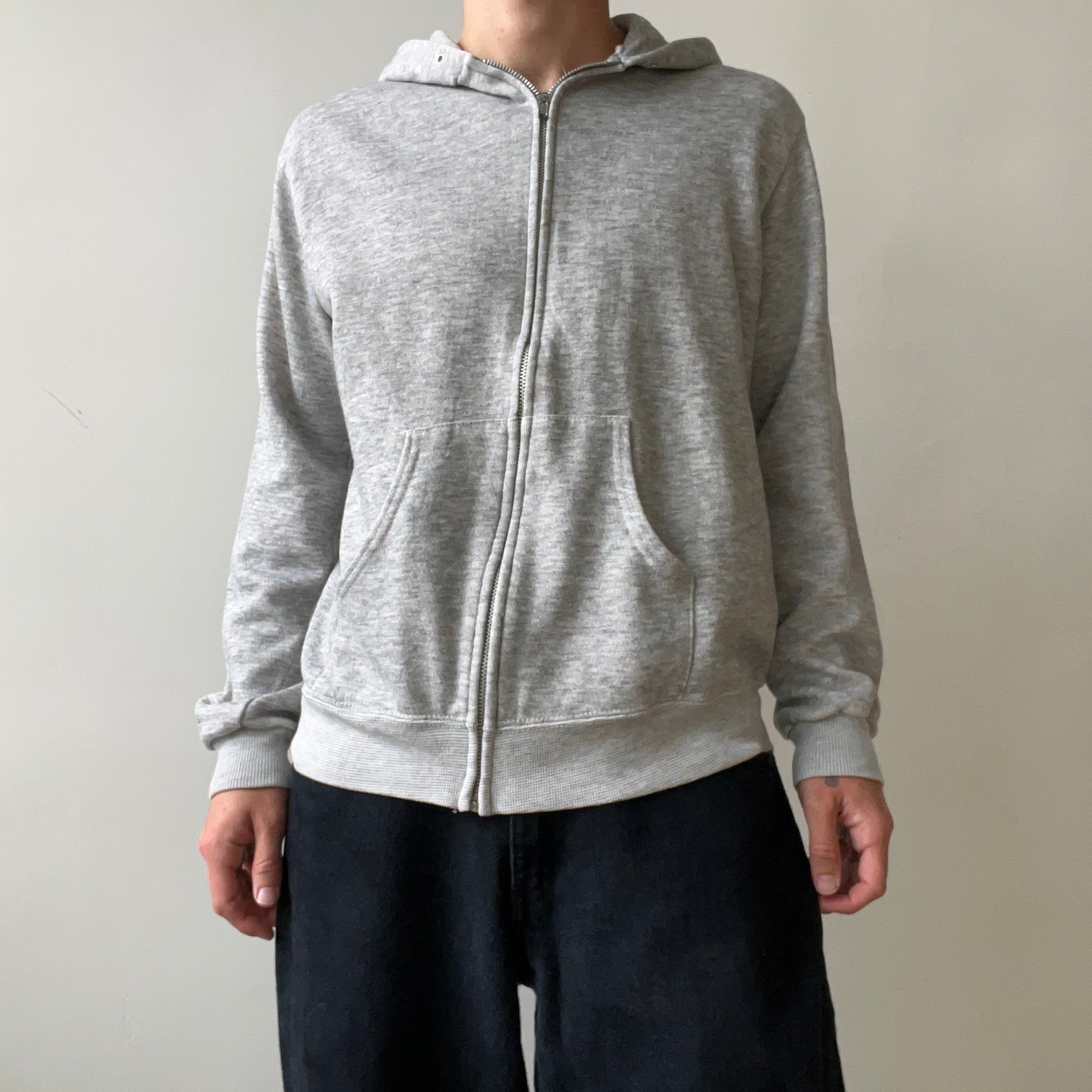 1980s DIY Kingdom Hearts Sharpied Grey Zip Up Hoodie - The Backside