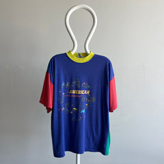 1990s Color Block American Sports Front and Back T-Shirt