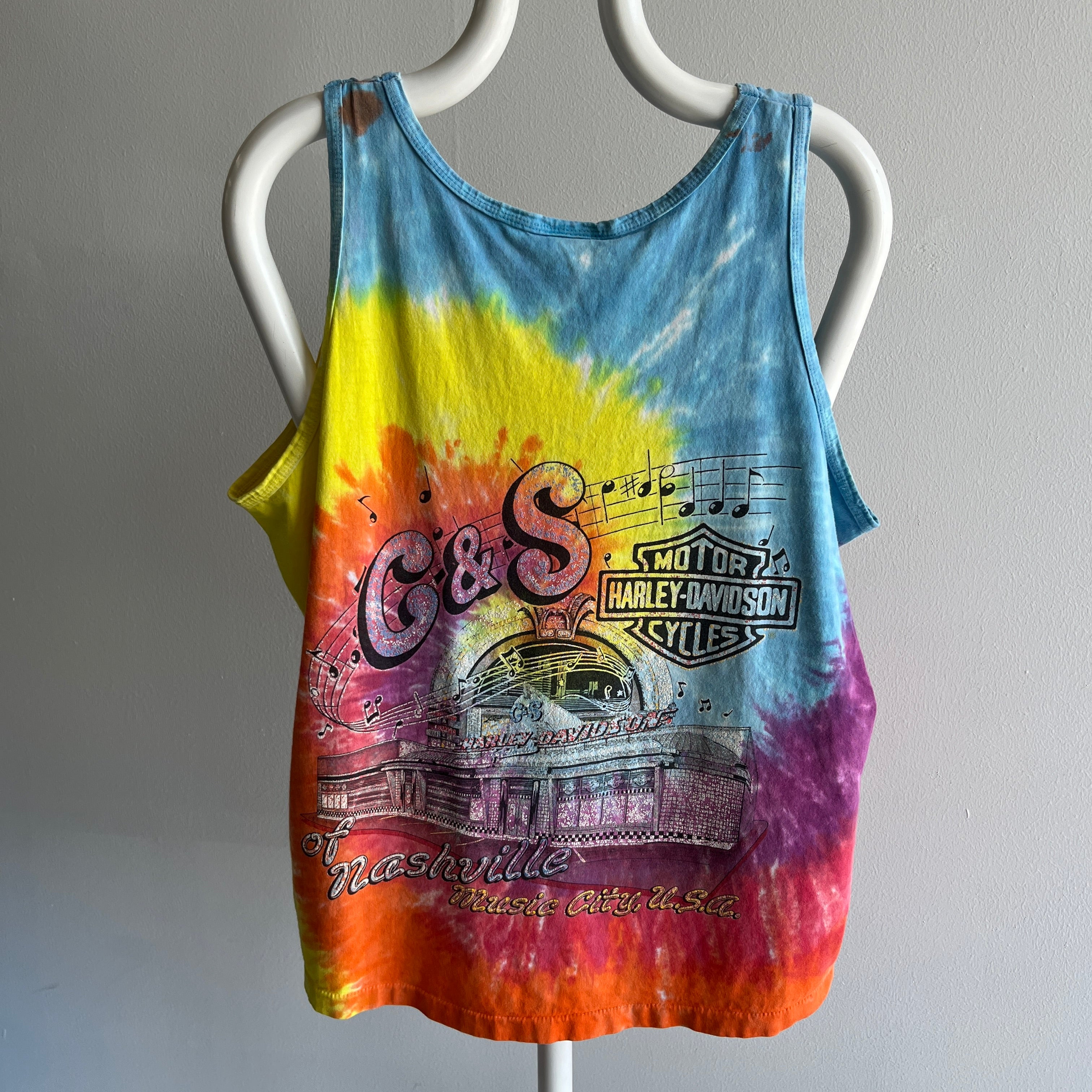 1990s Nashville Harley Tie Dye Tank Top - WOW