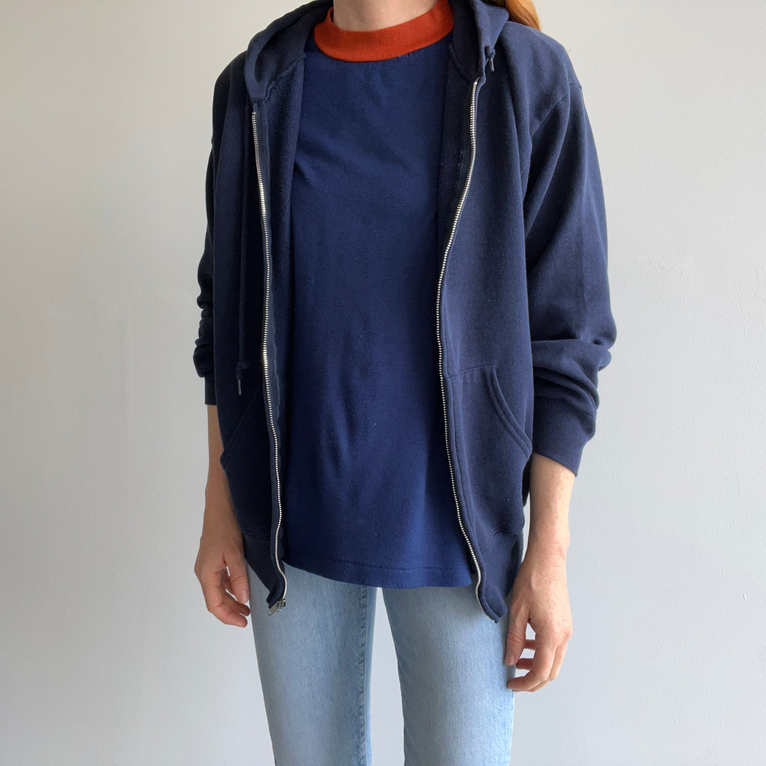 1980/90s Navy Zip Up Hoodie by Lee