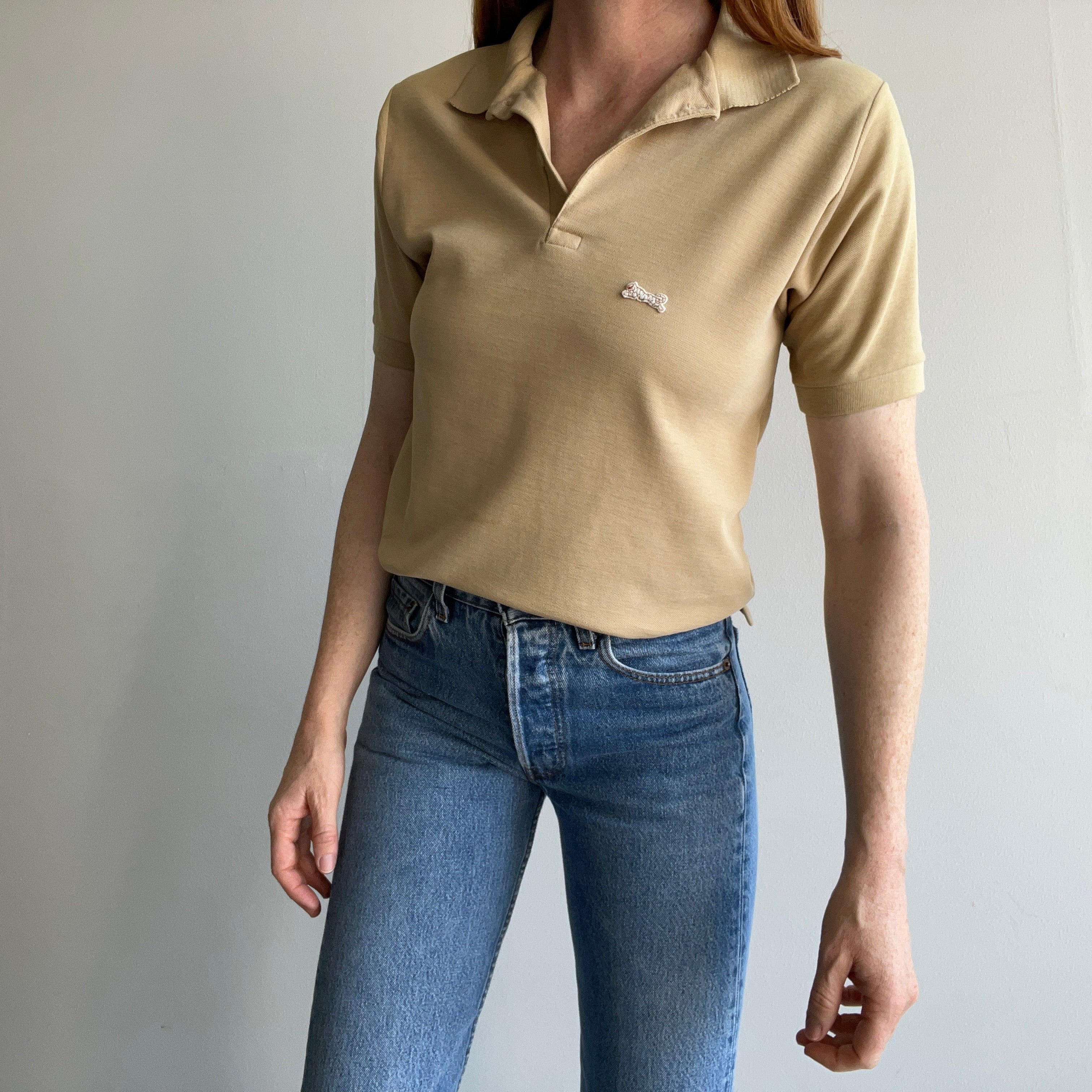 1980s Le Tigre Khaki Colored Polo Shirt