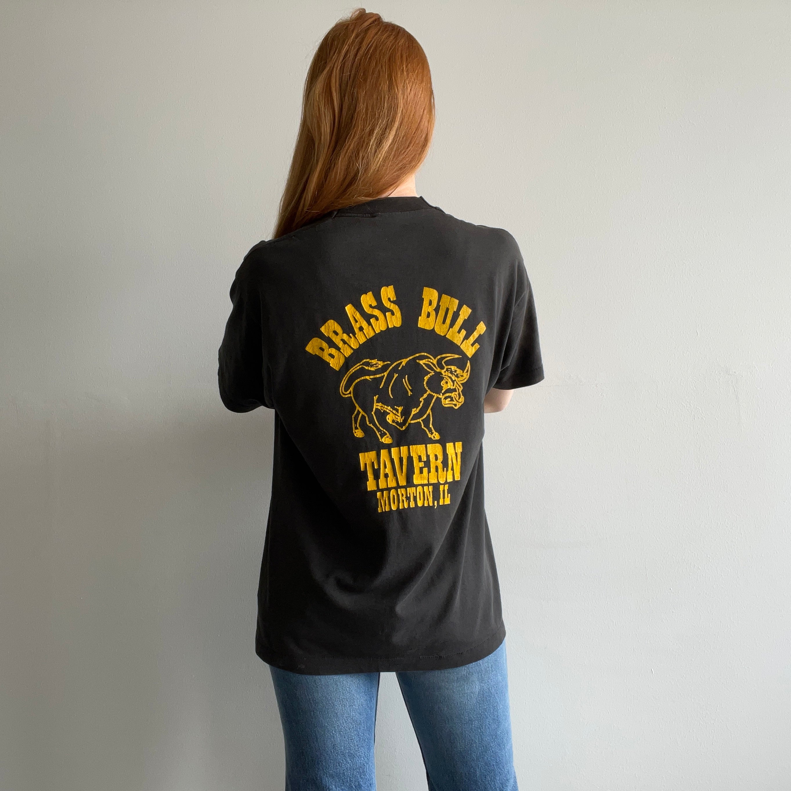 1980s Brass Bull Tavern - Morton, Illinois - Rad T-Shirt