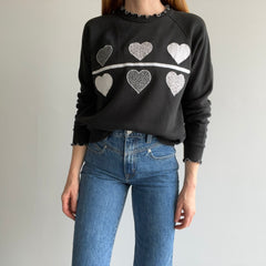 1980s DIY Librarian Chic Heart Sweatshirt