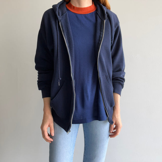 1980/90s Navy Zip Up Hoodie by Lee