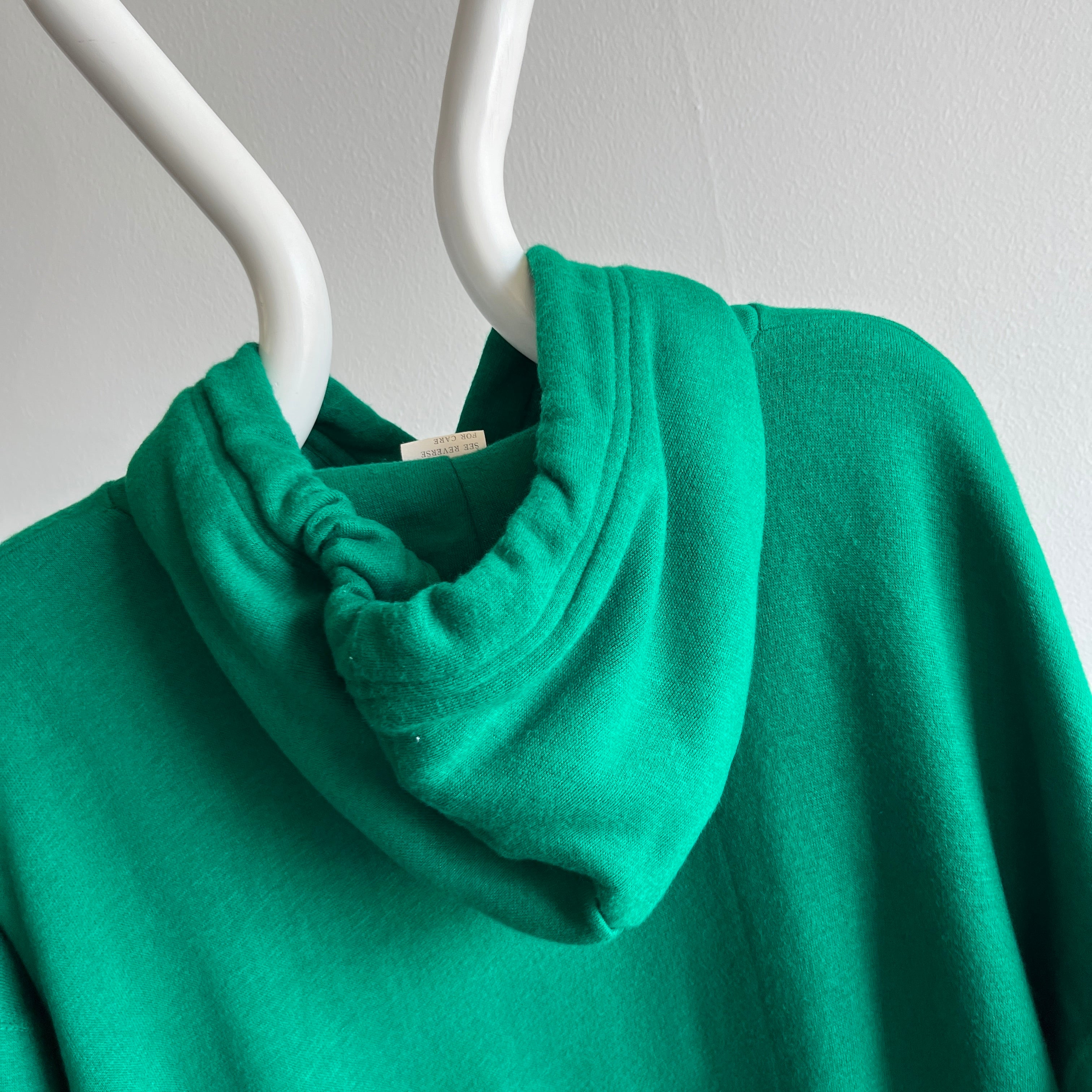 1980s Jon Lauren Kelly Green Super Duper Soft Acrylic Pull Over Hoodie