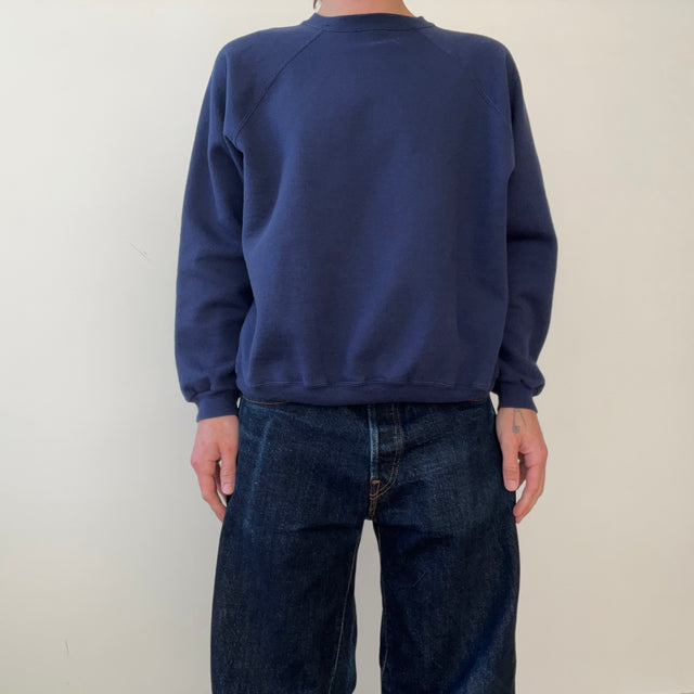1990s Blank Navy Blue Raglan Sweatshirt