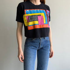 1980s Random Geometric Shapes Crop Top T-Shirt