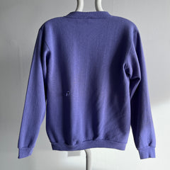 1980s Lilac Purple Barely Worn V-Neck Sweatshirt with Holes