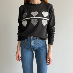 1980s DIY Librarian Chic Heart Sweatshirt