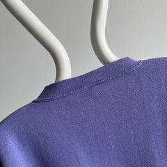 1980s Lilac Purple Barely Worn V-Neck Sweatshirt with Holes