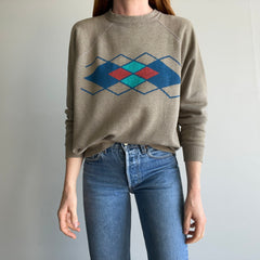 1970s Argyle Sweatshirt that is Perfectly Worn