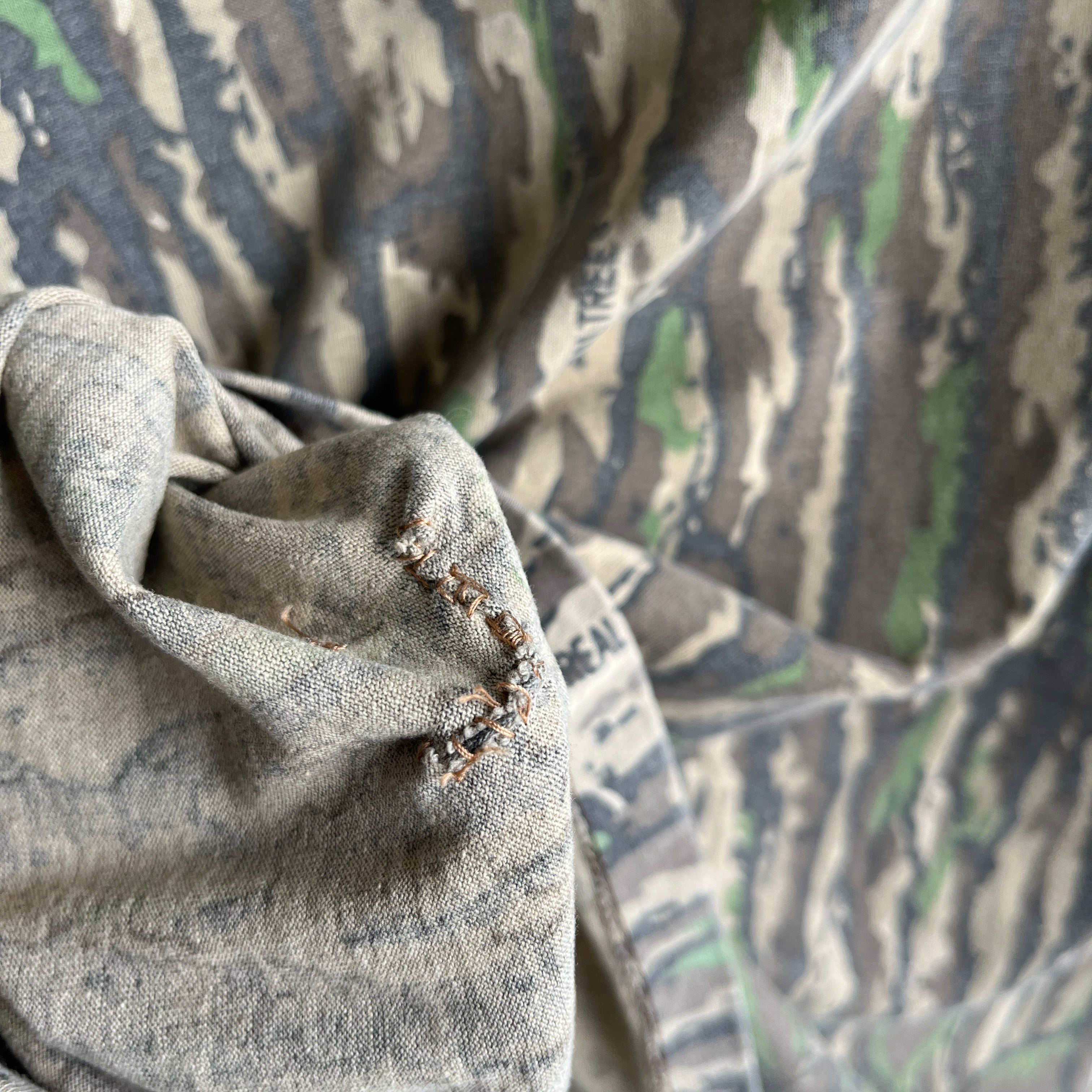 1980/90s Hand Mended Real Trees by Redhead Long Sleeve Camo T-Shirt - THIS