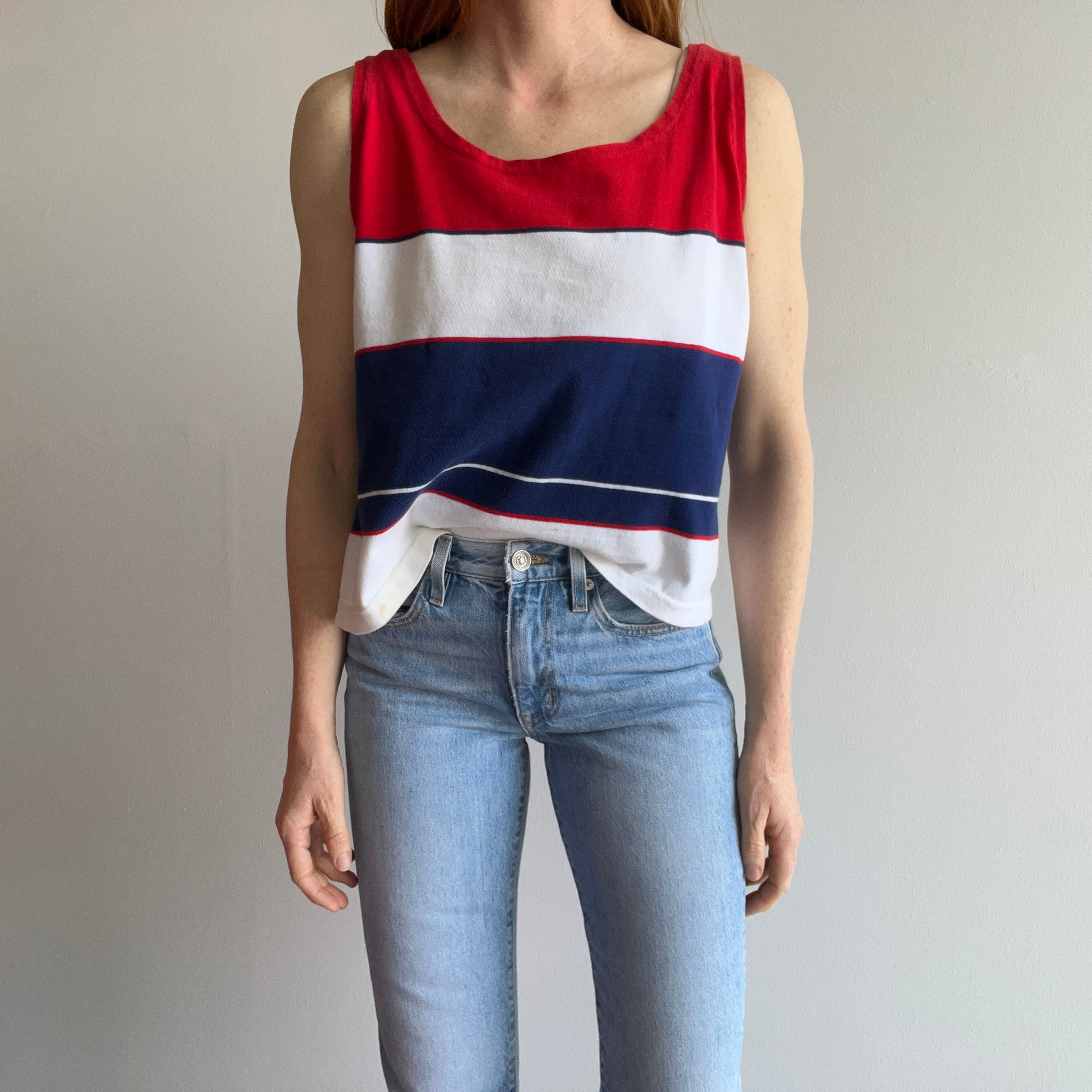 1970s Red White and Blue Soft Cotton Tank