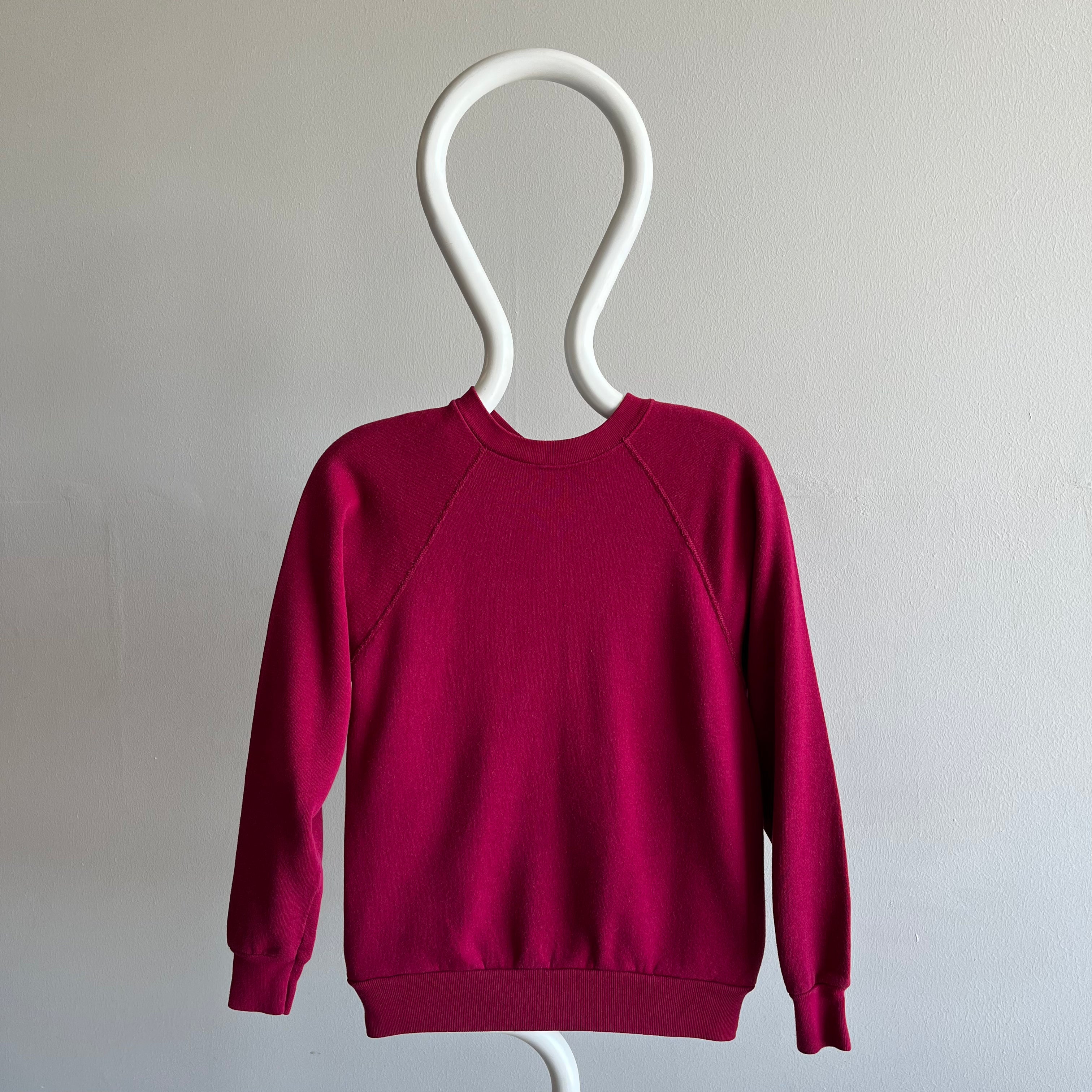 1980s Magenta Pink Smaller Size Raglan Sweatshirt