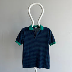 1980s Wonderful Thin Pinstriped Polo Shirt