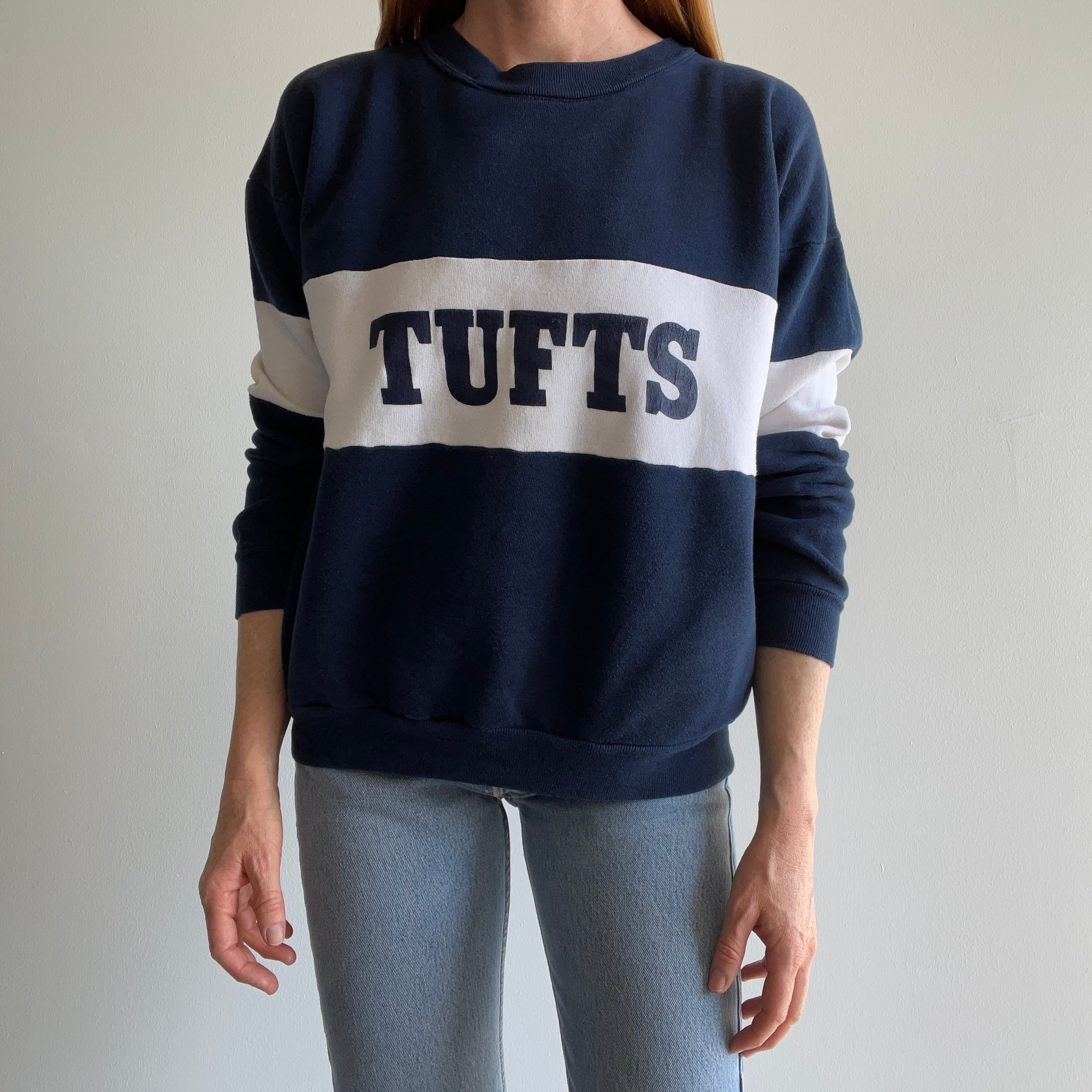 1980s Tufts University Color Block Sweatshirt