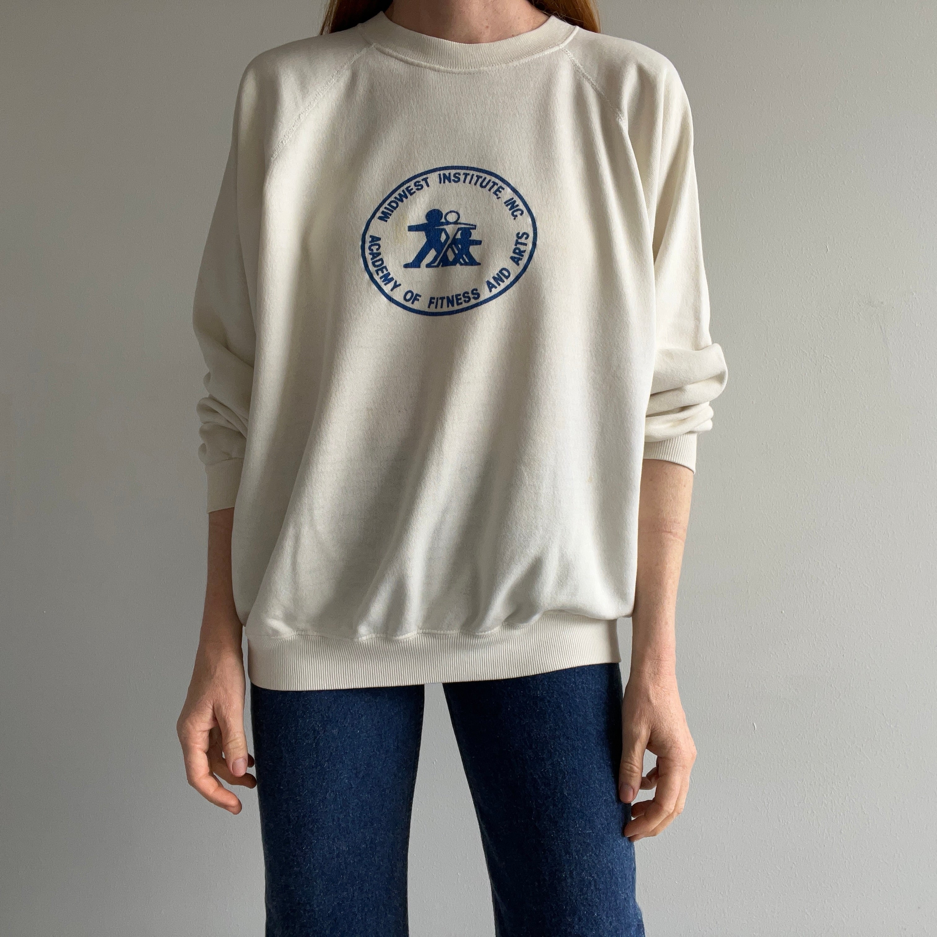 1980s MidWest Institute Academy of Fitness and Arts Stained Sweatshirt