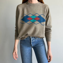 1970s Argyle Sweatshirt that is Perfectly Worn