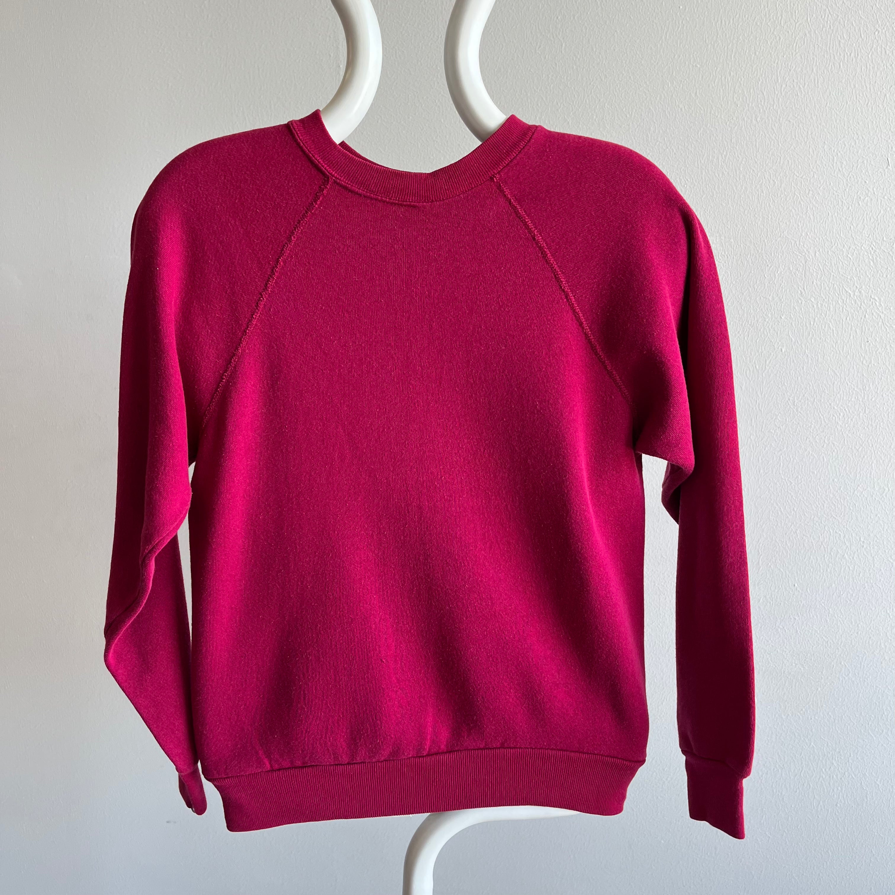 1980s Magenta Pink Smaller Size Raglan Sweatshirt