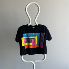 1980s Random Geometric Shapes Crop Top T-Shirt