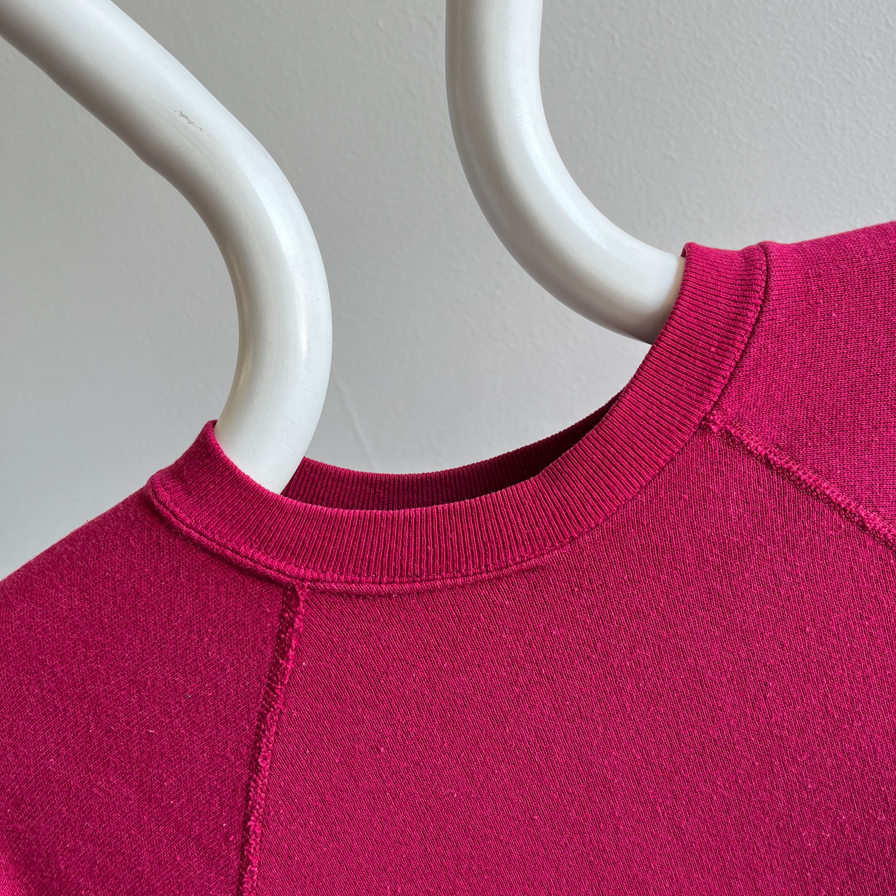 1980s Magenta Pink Smaller Size Raglan Sweatshirt