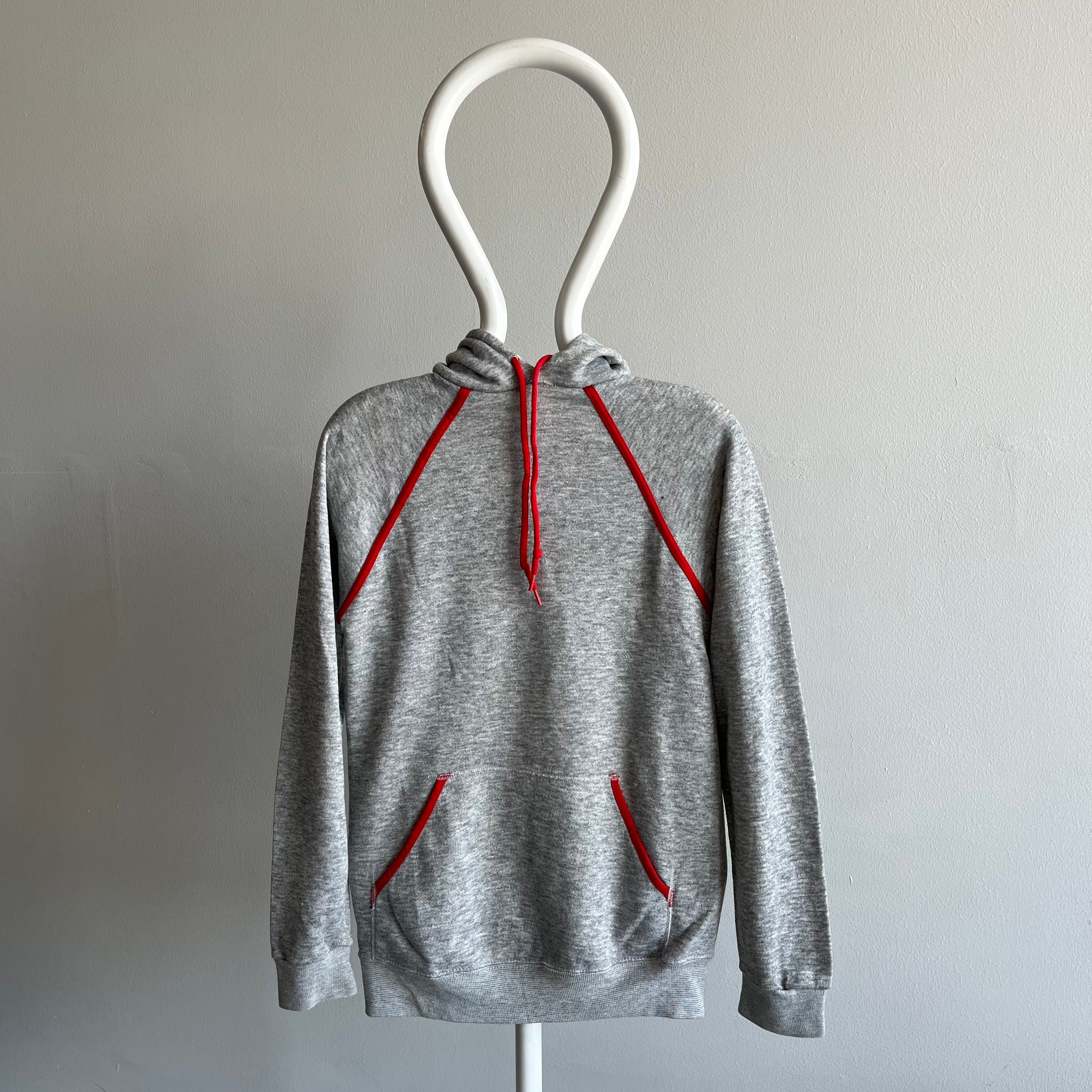 1980s Gray with Red Piping Hoodie