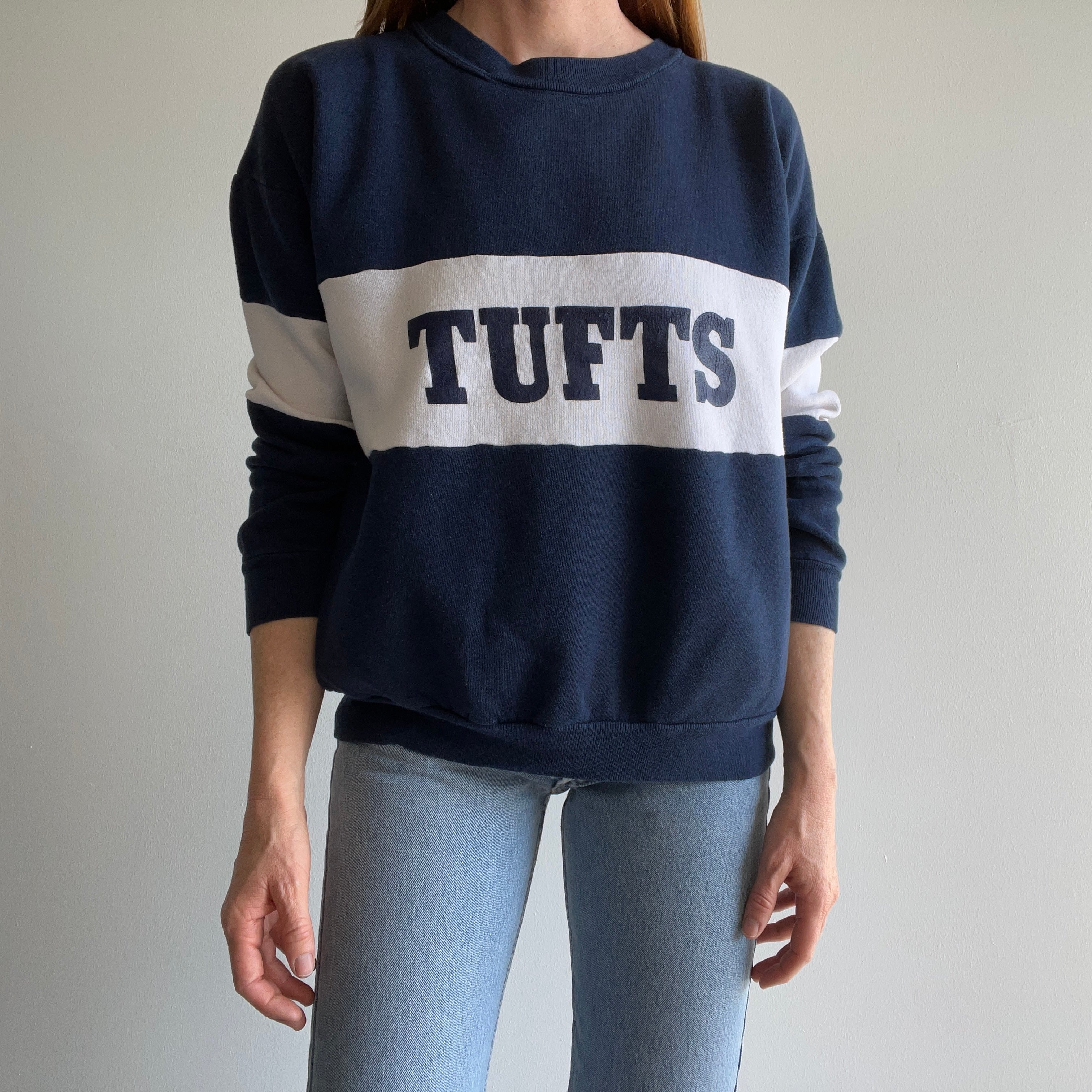 1980s Tufts University Color Block Sweatshirt