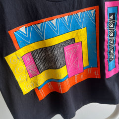 1980s Random Geometric Shapes Crop Top T-Shirt