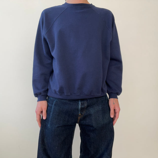 1990s Blank Navy Blue Raglan Sweatshirt