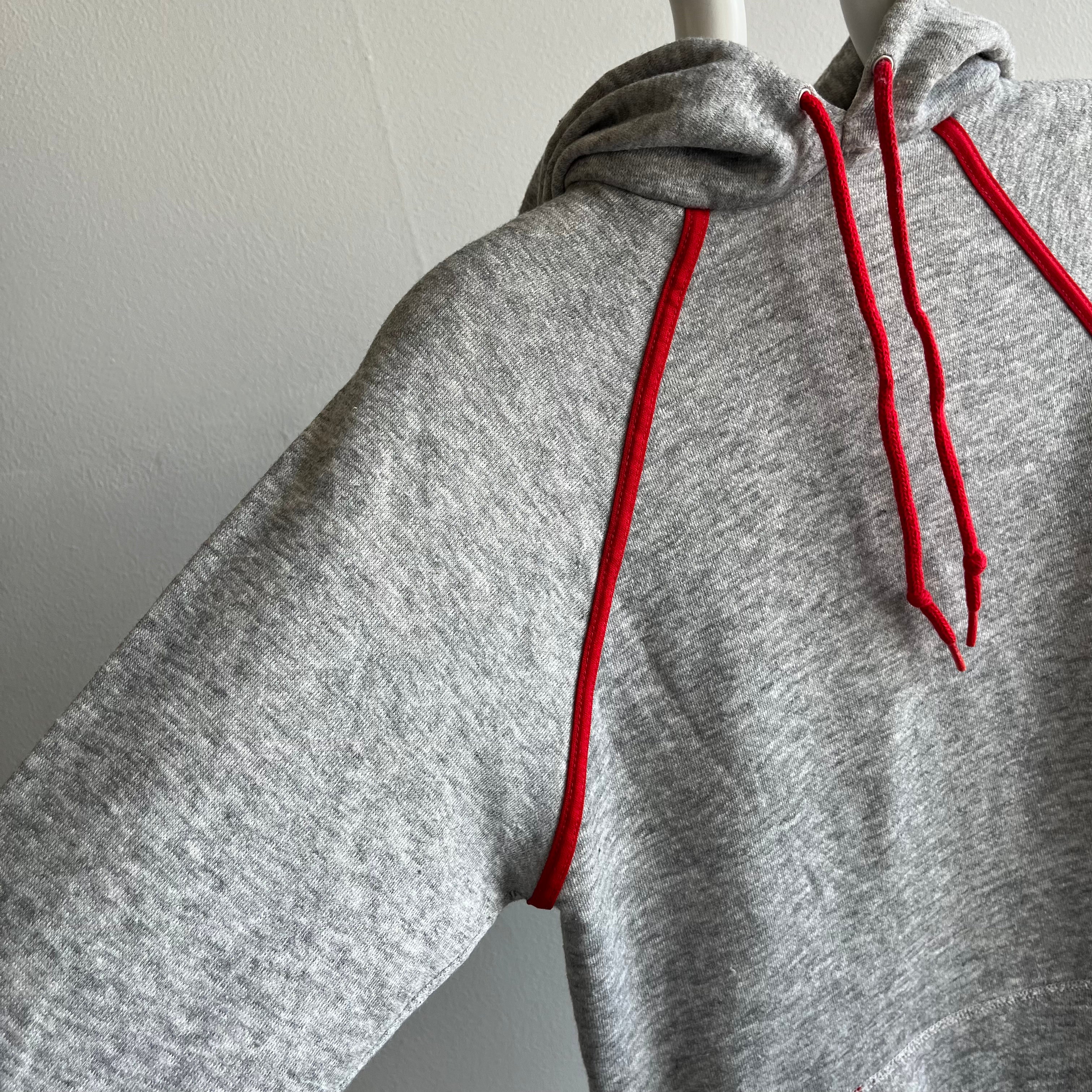 1980s Gray with Red Piping Hoodie