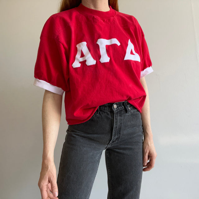 1990s Alpha Gamma Delta Slightly Cropped Football Shirt