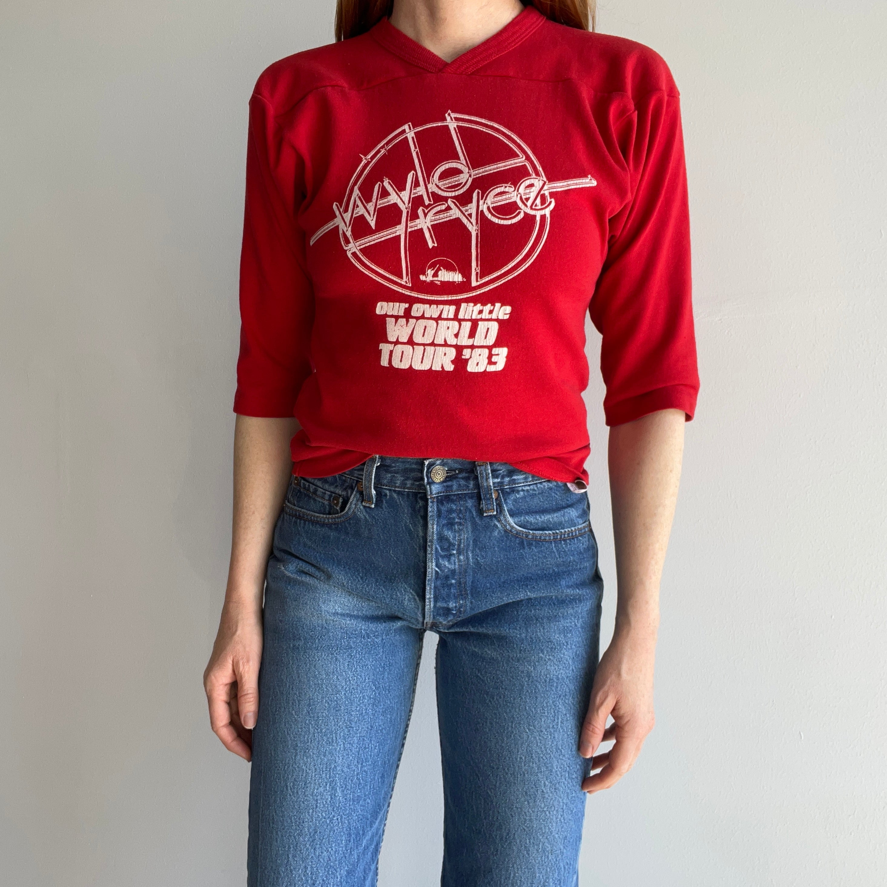 1983 Wyld Ryce Our Own Little World Tour Football T-Shirt by Russell